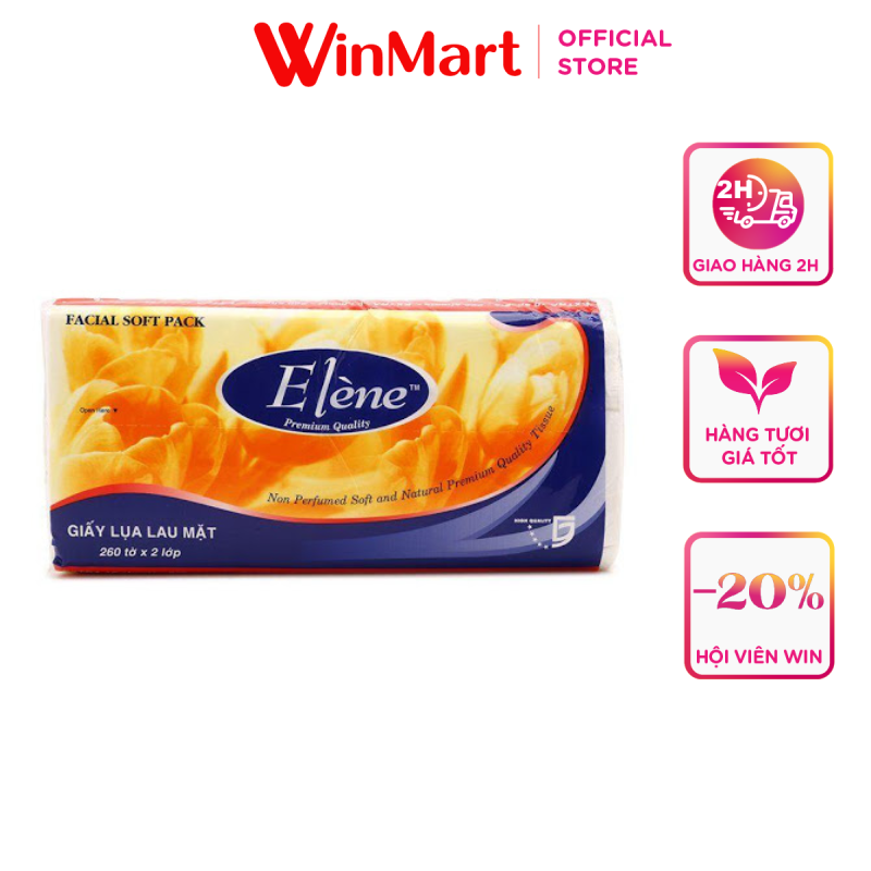 - khăn giấy lụa 2 lớp elene gói 260 tờ