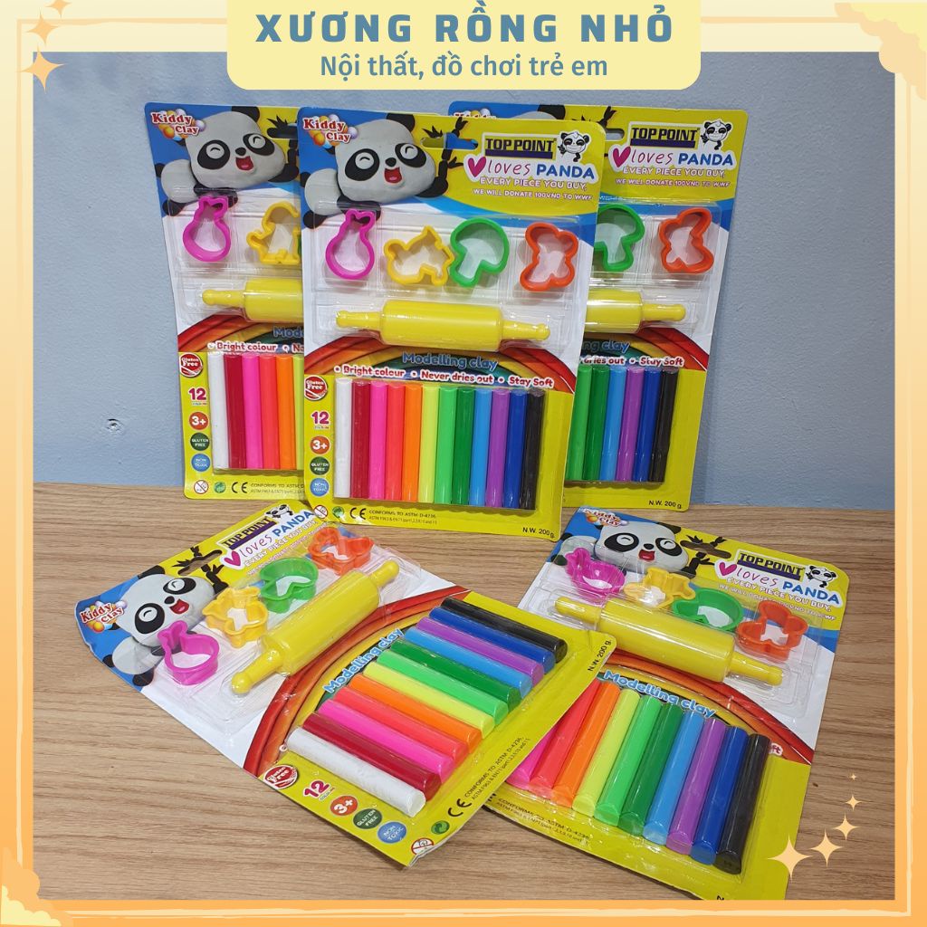 Đất Sét Nặn 12 Màu kèm 4 khuôn và con lăn