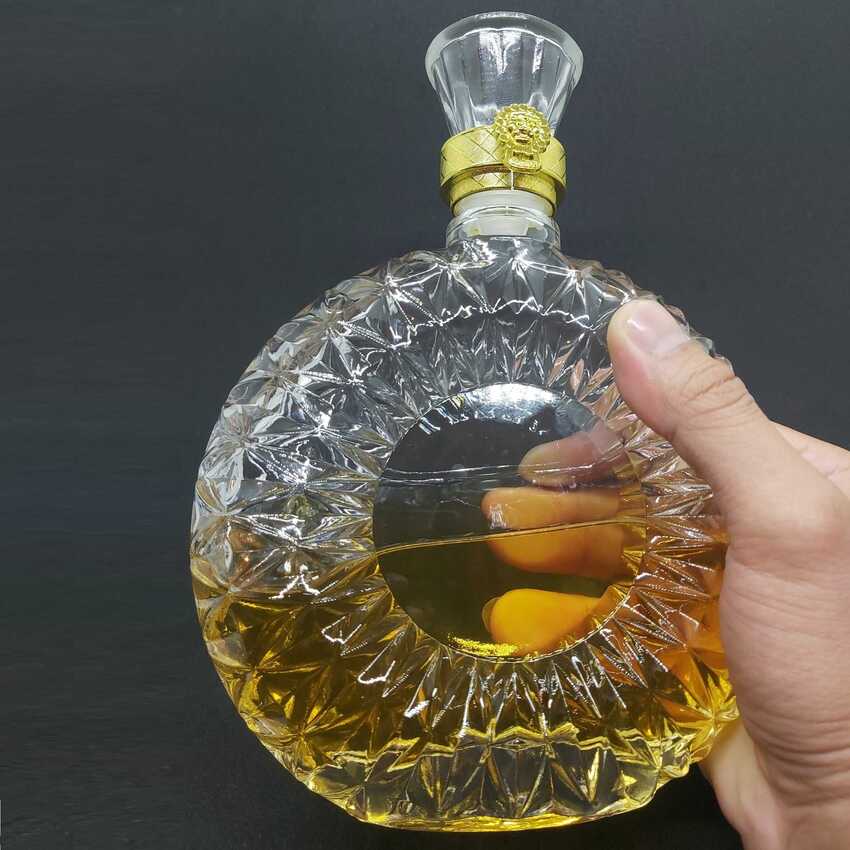 Glass bottle 500ML – Ground shape - FLAT design – combo 2 bottles (C4 pattern)