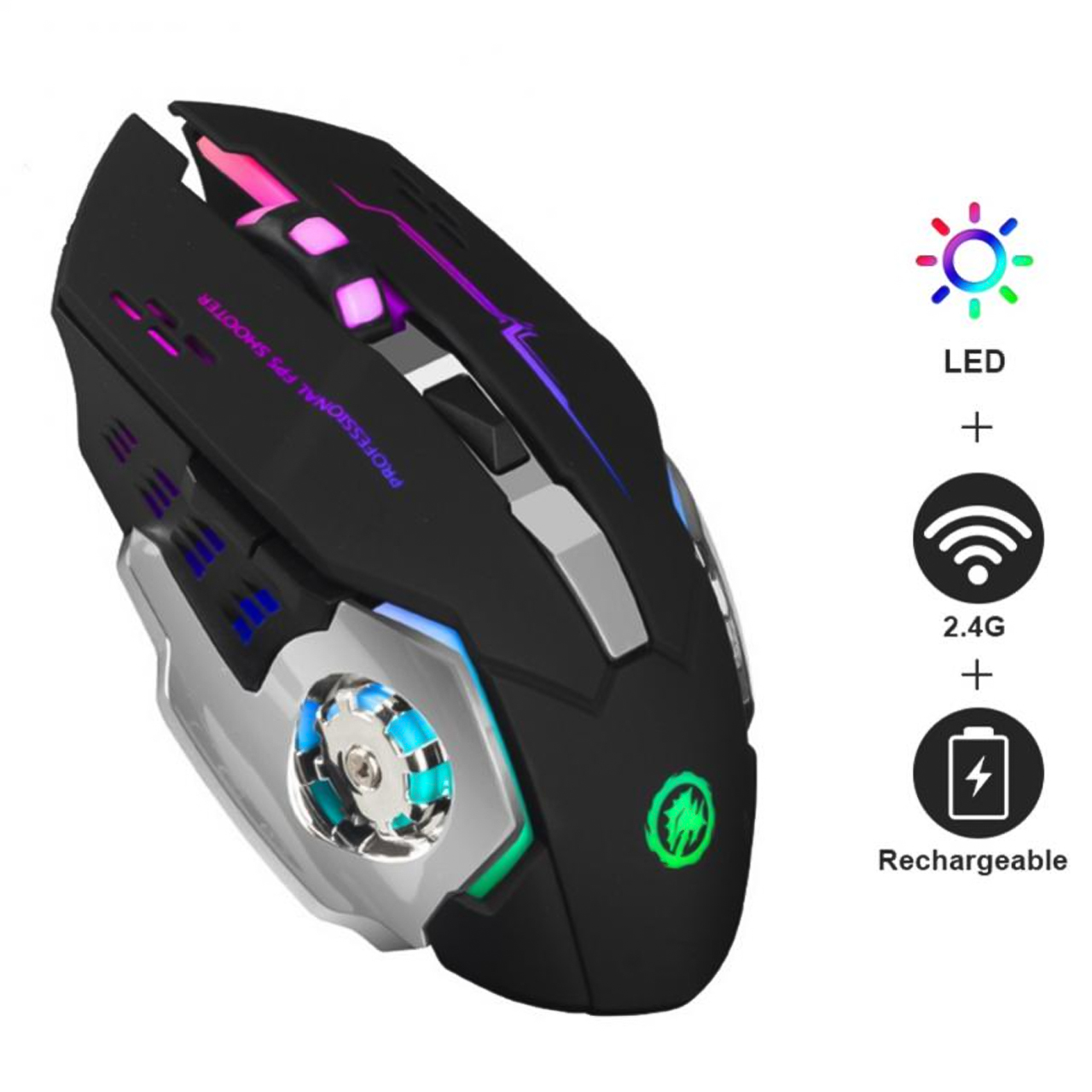 free wolf x8 chuột không dây gaming  cao cấp pin sạc lại có đèn led 7 màu