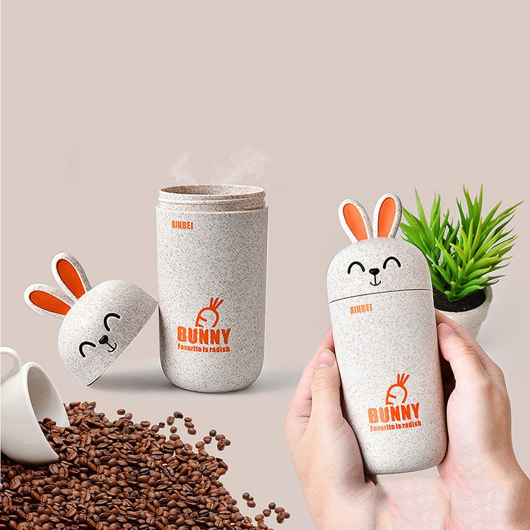 [HCM]Bình nước lúa mì thỏ Bunny siêu dễ thương 300ml