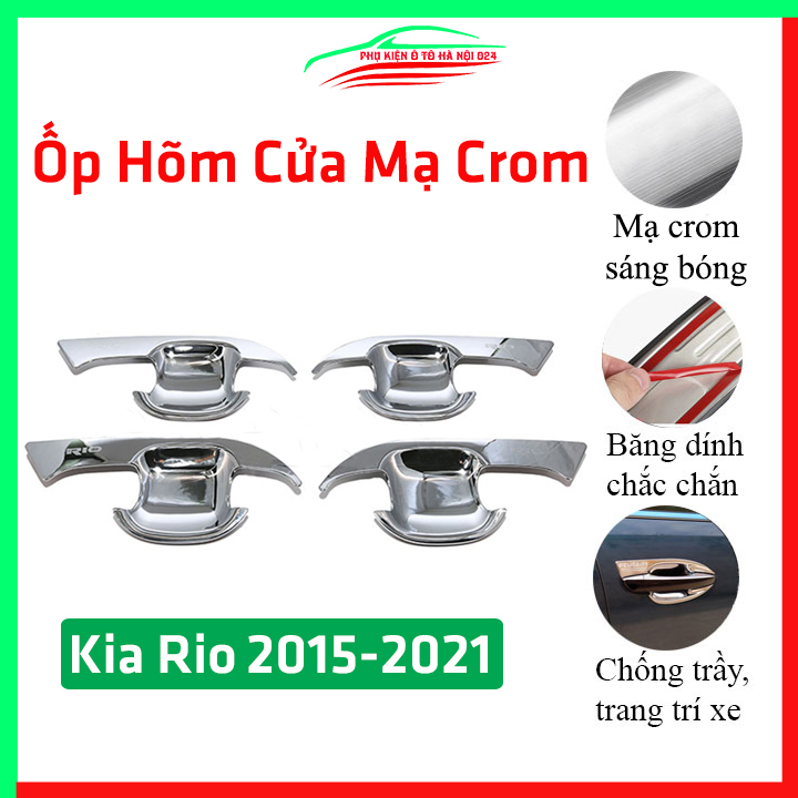 Ốp hõm cửa ô tô Kia Rio 2015-2021 mạ crom trang trí, dán chống trầy xước cửa xe hơi