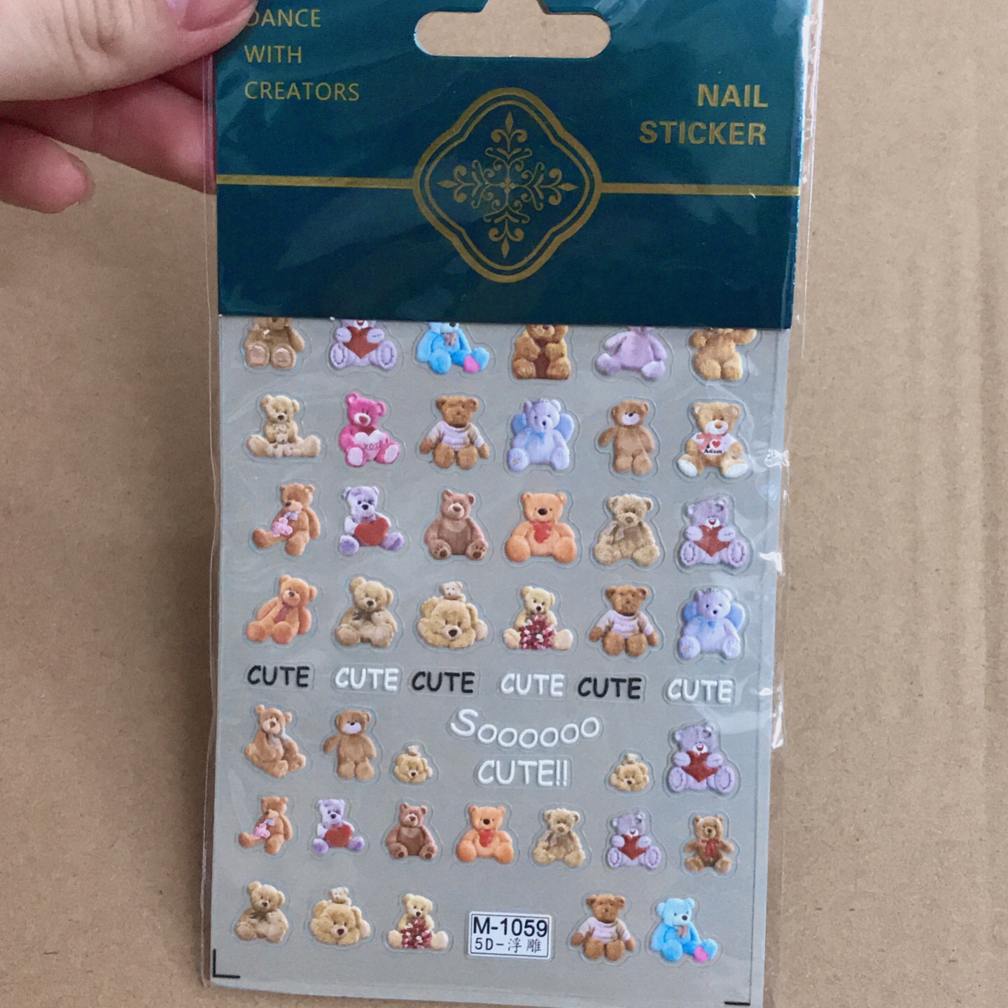 Sticker Gấu 5D Dán Móng Nail - Mini Nails