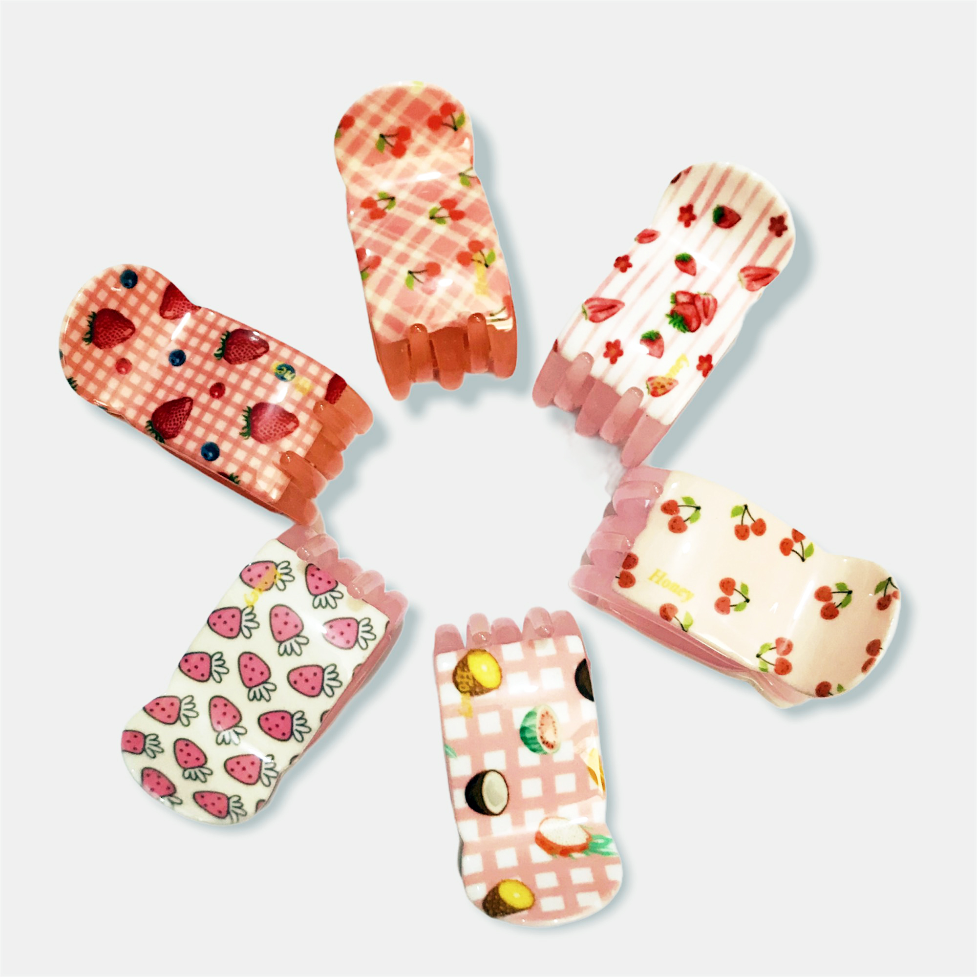 01 Kẹp càng cua 3D (gấp tóc) 5 răng họa tiết trái cây xinh xắn Phụ Kiện 68 (ngẫu nhiên) M1