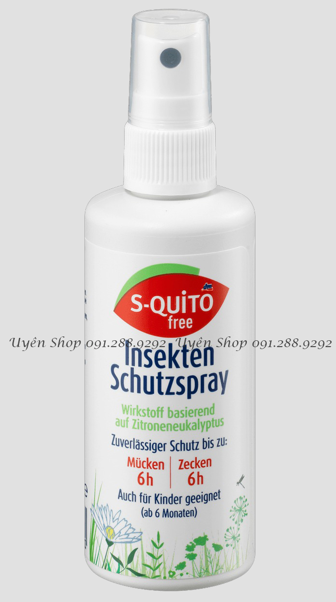 Xịt Chống Muỗi Đốt Và Côn Trùng Cắn Squito, làm mát da chai xịt 100ml