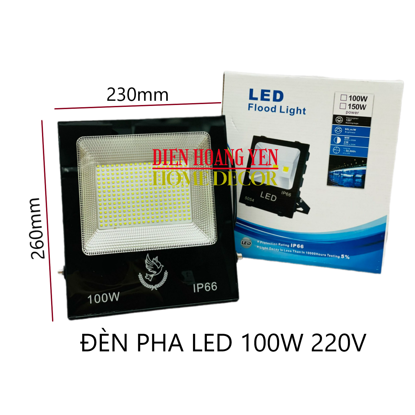 Đèn Pha Led IP66 Siêu mỏng, siêu sáng 100W (Ánh Sáng Trắng)