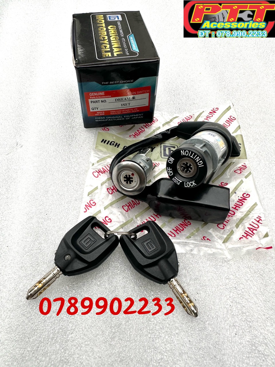 BỘ Ổ KHOÁ XE DREAM 8 CẠNH