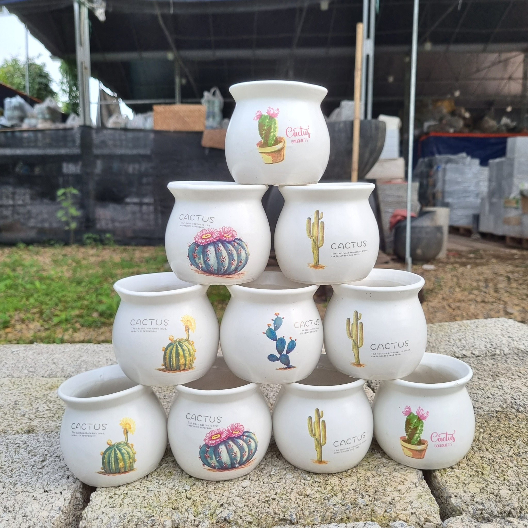 Chậu sứ decal cổ lọ
