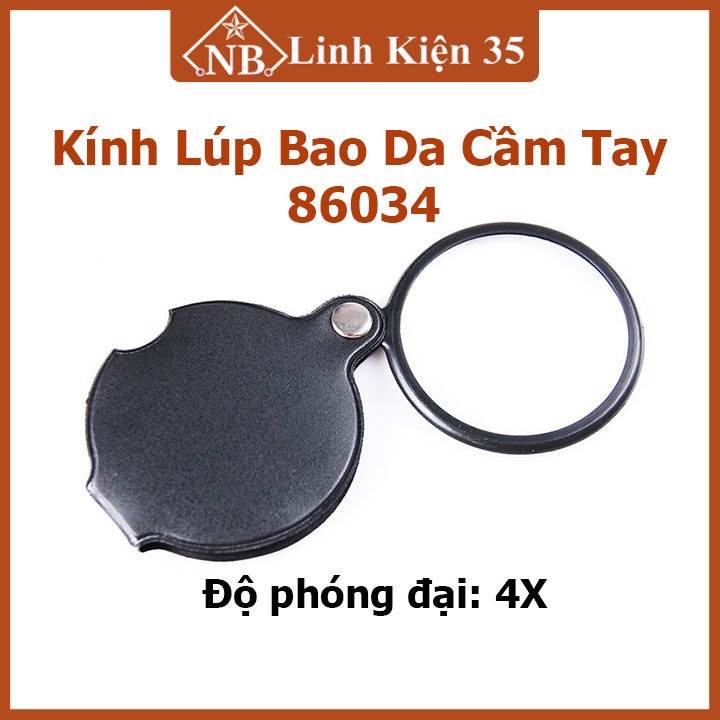 Kính lúp bao da cầm tay 86034 60mm, thiết kế gọn nhẹ, tay cầm viền nhựa