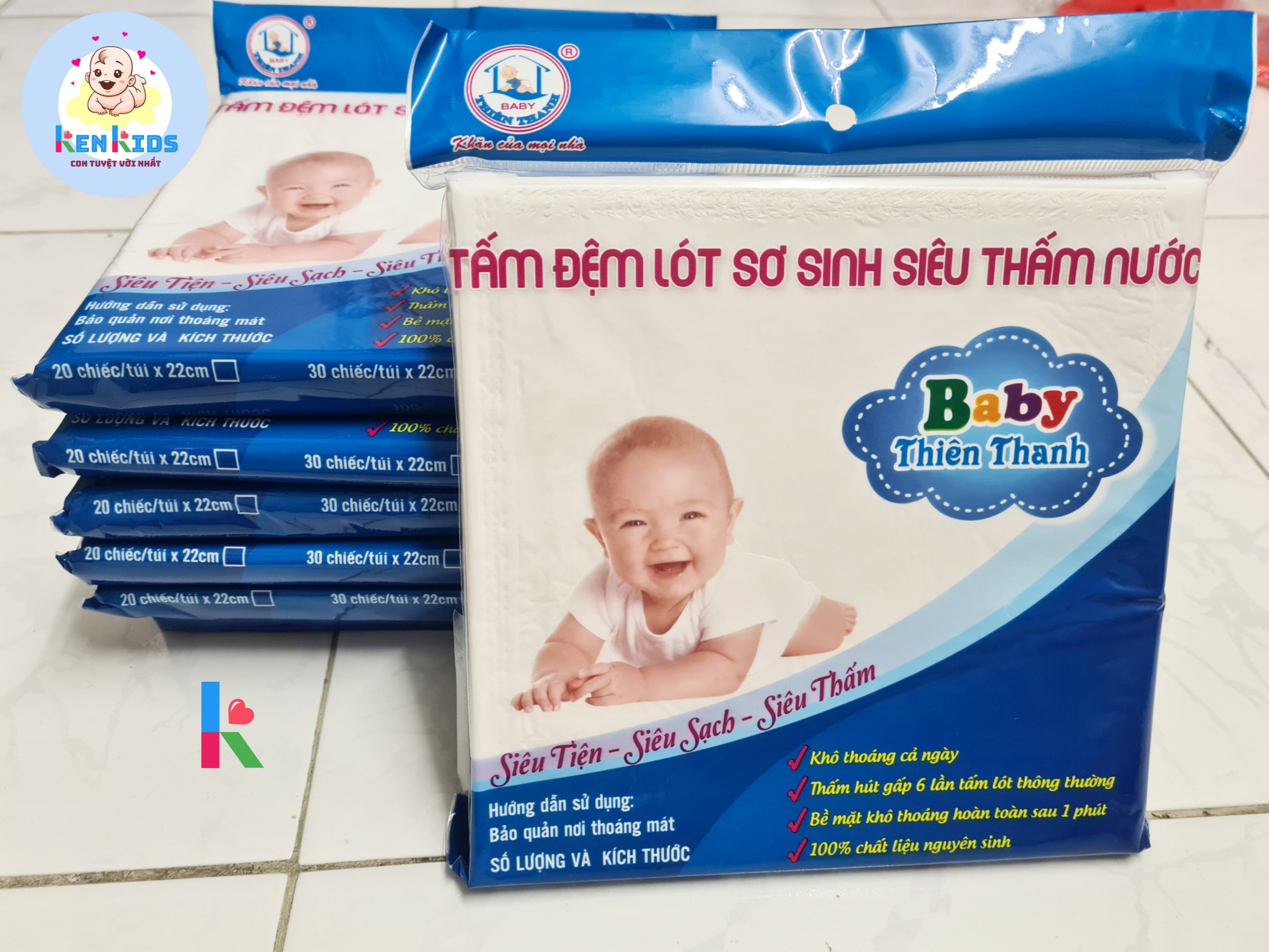5 gói 100 tờ Lót phân su tấm lót chống tràn siêu thấm nước cho bé sơ sinh