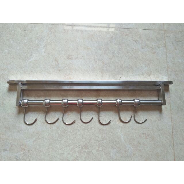 Kệ Dao Thớt Inoc Có 7 Móc Treo Có Thể Di Chuyển Được, Giá Cài Dao