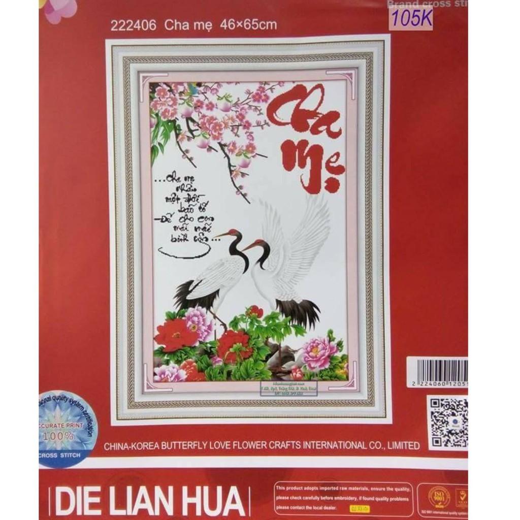 Tranh thêu chữ thập cha mẹ 222406- kt: 46x65cm