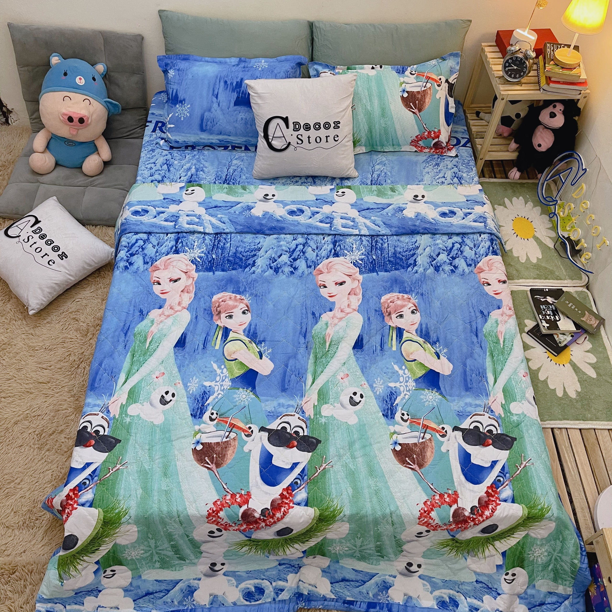 Bộ Chăn Ga Gối Cotton Poly Công Chúa ELSA , Chất Liệu Thoáng Mát , Kích Cỡ Đa Dạng , By. C.A Decor Store