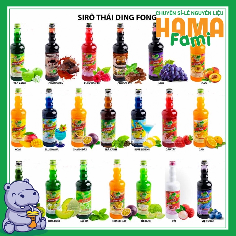 Siro Thái Lan DINGFONG có đủ vị trái cây 760ml