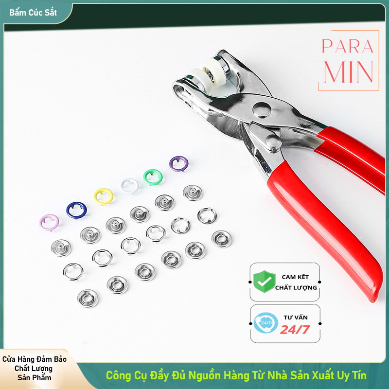 Kìm bấm cúc vành cúc sắt quần áo tiện lợi đường kính 9mm đính lên quần áo giày dép, kiềm bấm cúc quần jean