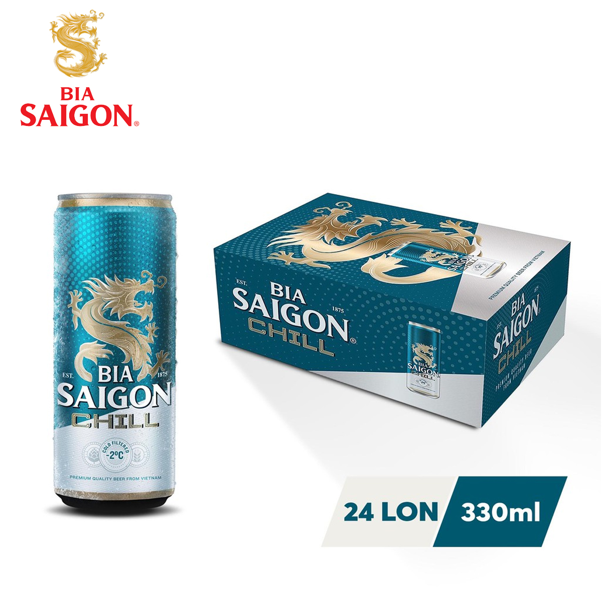 Thùng 24 lon bia sài gòn chill sabeco 330ml