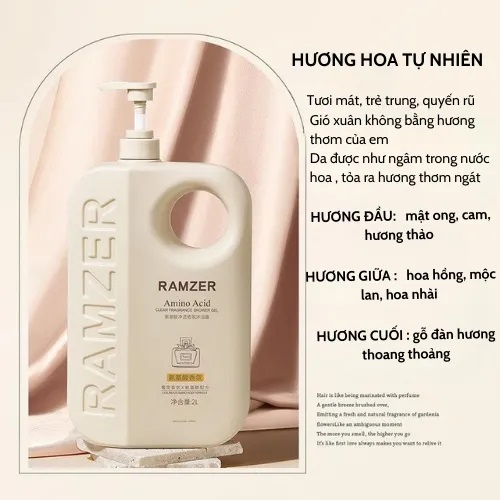 Sữa tắm nước hoa cao cấp Ramzer Chai 1 Lít, sữa tắm nước hoa thơm lâu dưỡng ẩm và làm sạch da hiệu quả