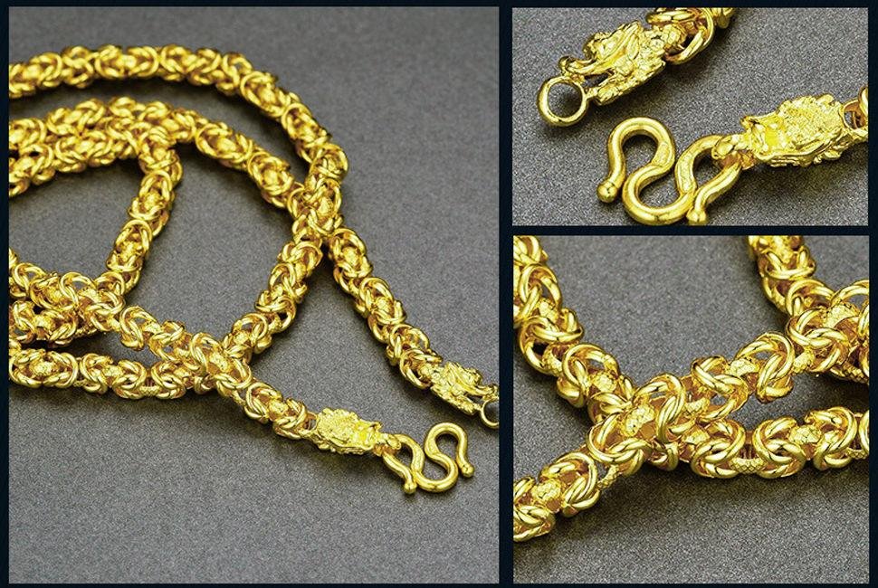 Dây chuyền nam đầu rồng mạ 24K
