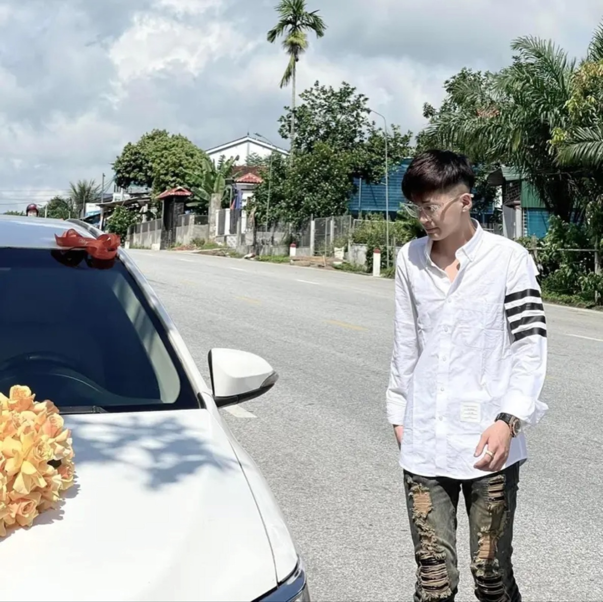 Áo Sơ Mi Thome 4 Sọc đen cánh tay