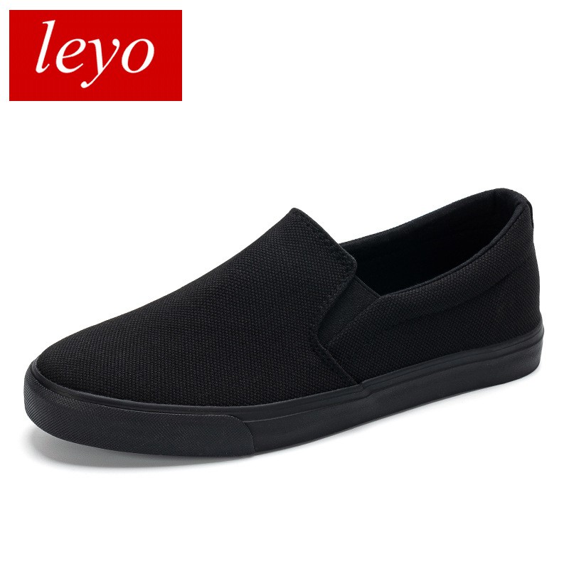 Giày lười nam leyo màu đen vải mềm đế nhẹ êm cao cấp full