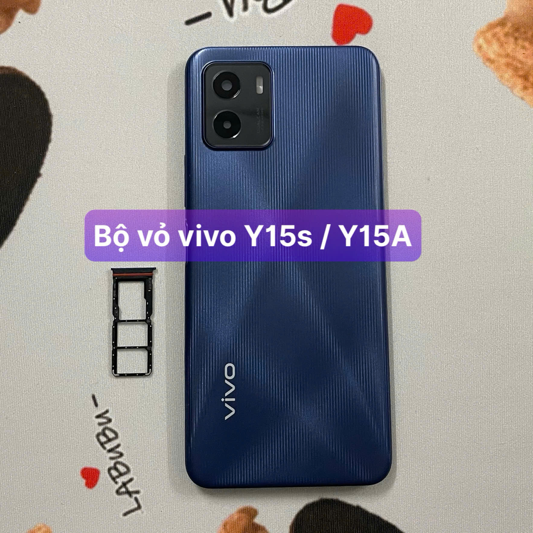 bộ vỏ xương vivo Y15s / Y15A kèm khay sim,phím,kính camera lắp sẵn