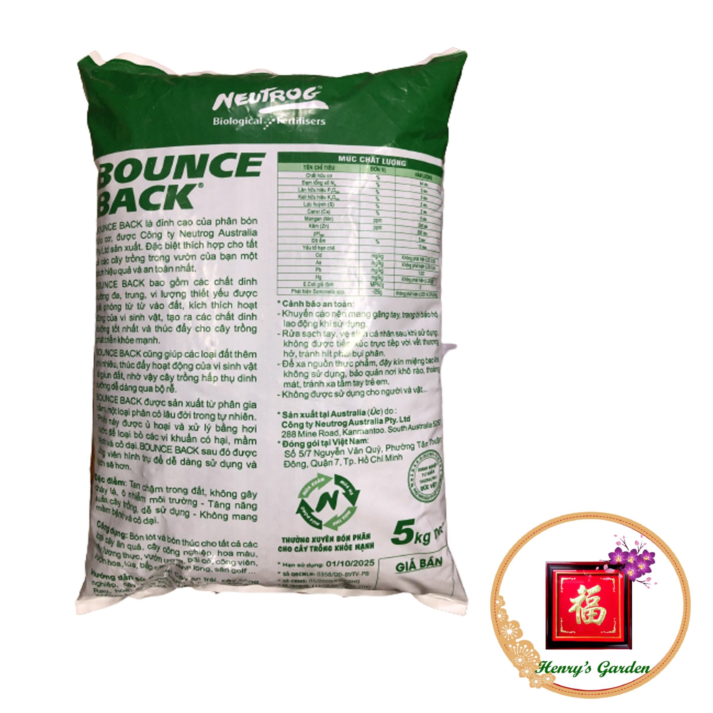 Phân Hữu Cơ Đậm Đặc Dạng Viên Bounce Back - #151A# 5kg