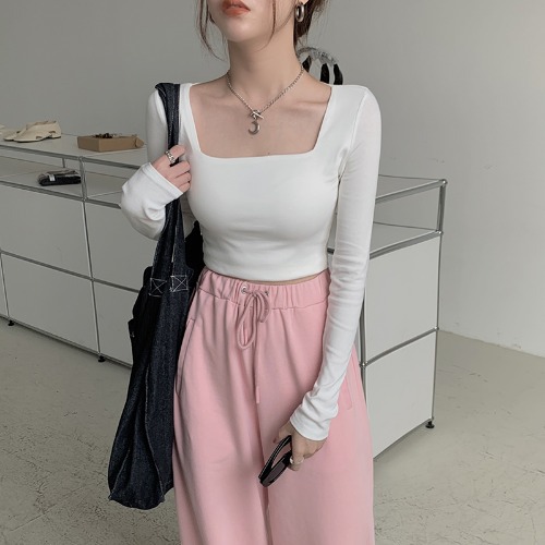 MS6844 Áo thun nữ cổ vuông croptop cá tính