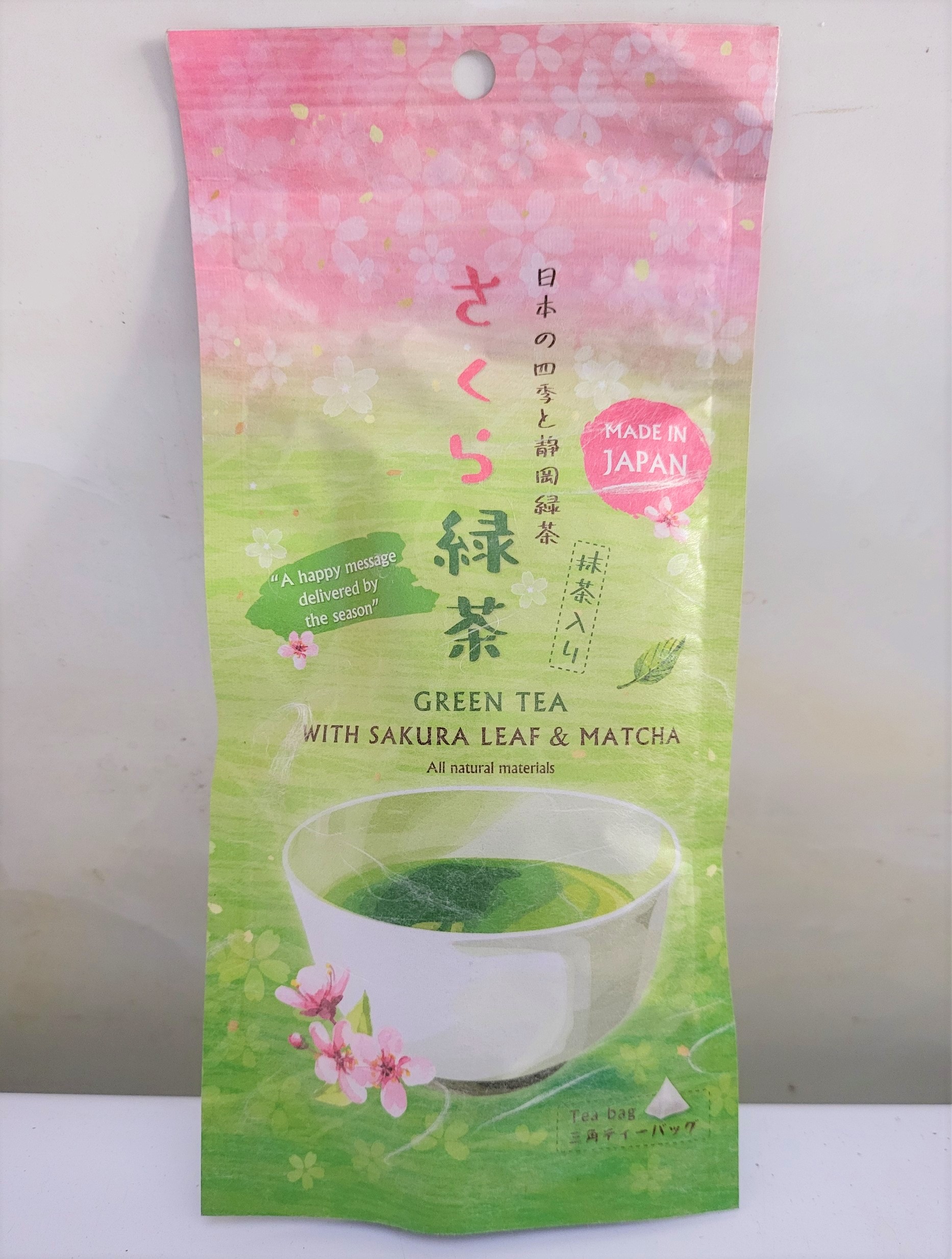 [Gói 24g (8 túi x 3g)] TRÀ XANH LÁ ANH ĐÀO TÚI LỌC [Japan] KANES Green Tea With Sakura Leaf & Matcha