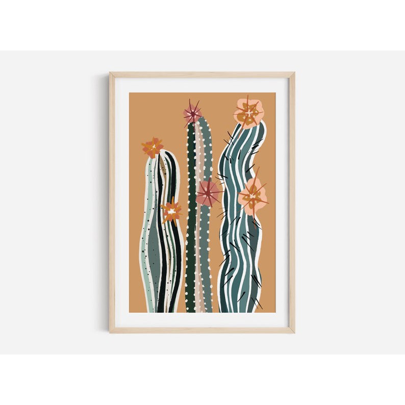 Tranh in cao cấp | Tranh nghệ thuật trừu tượng - Abstract Cactus Print, Cactus Wall Art, Floral Cactus Print 01