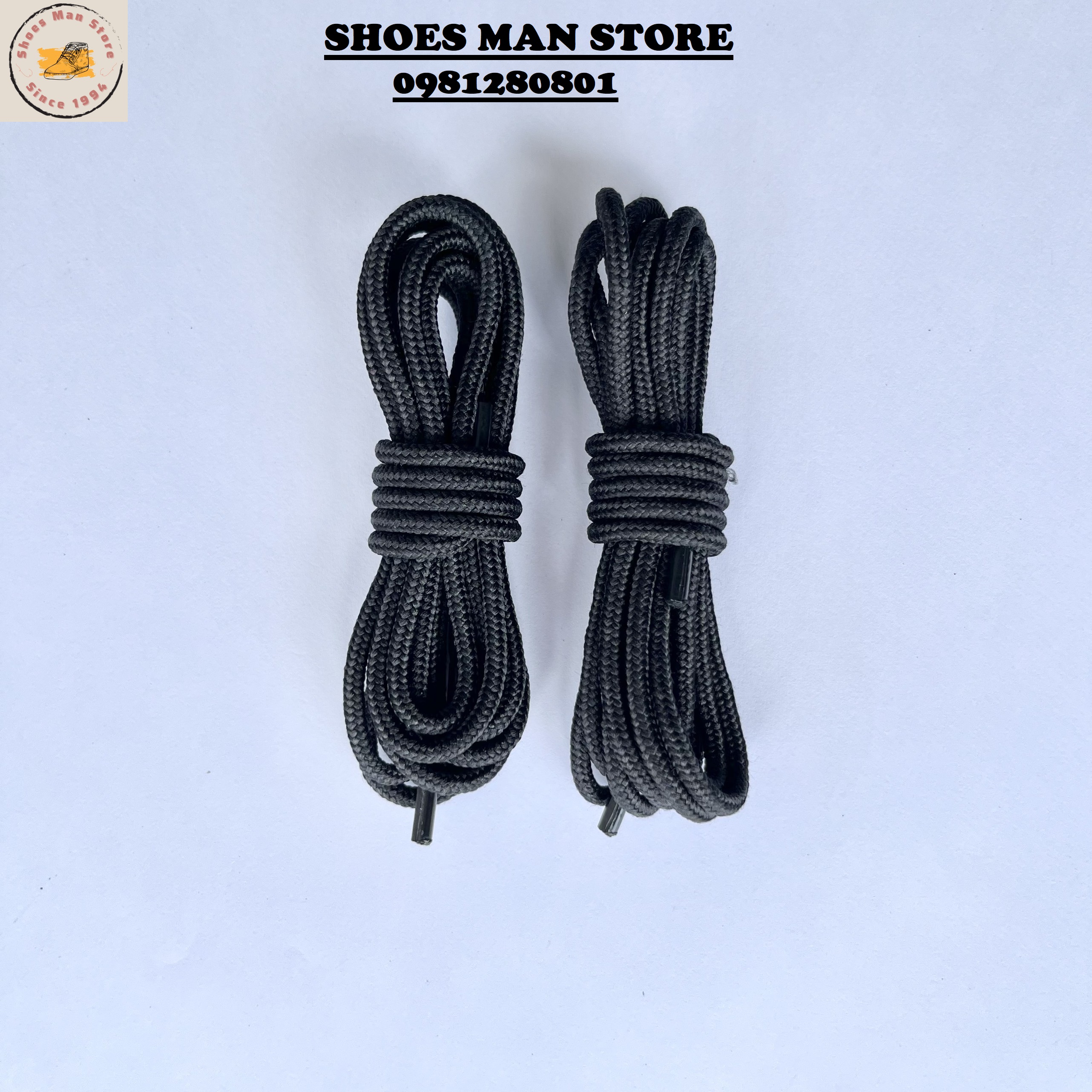Dây Giày Boots Bản Tròn Dài 120cm Màu Đen