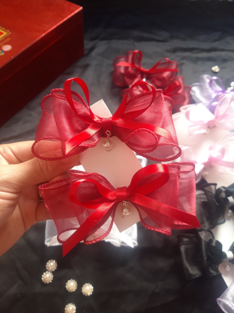 set 2 kẹp tóc/ cột tóc Nơ xoăn cho Bé.