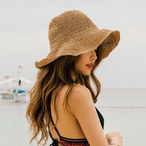 Mũ cói nón cói mềm trơn đi biển thời trang nữ hàn quốc - mã nc029