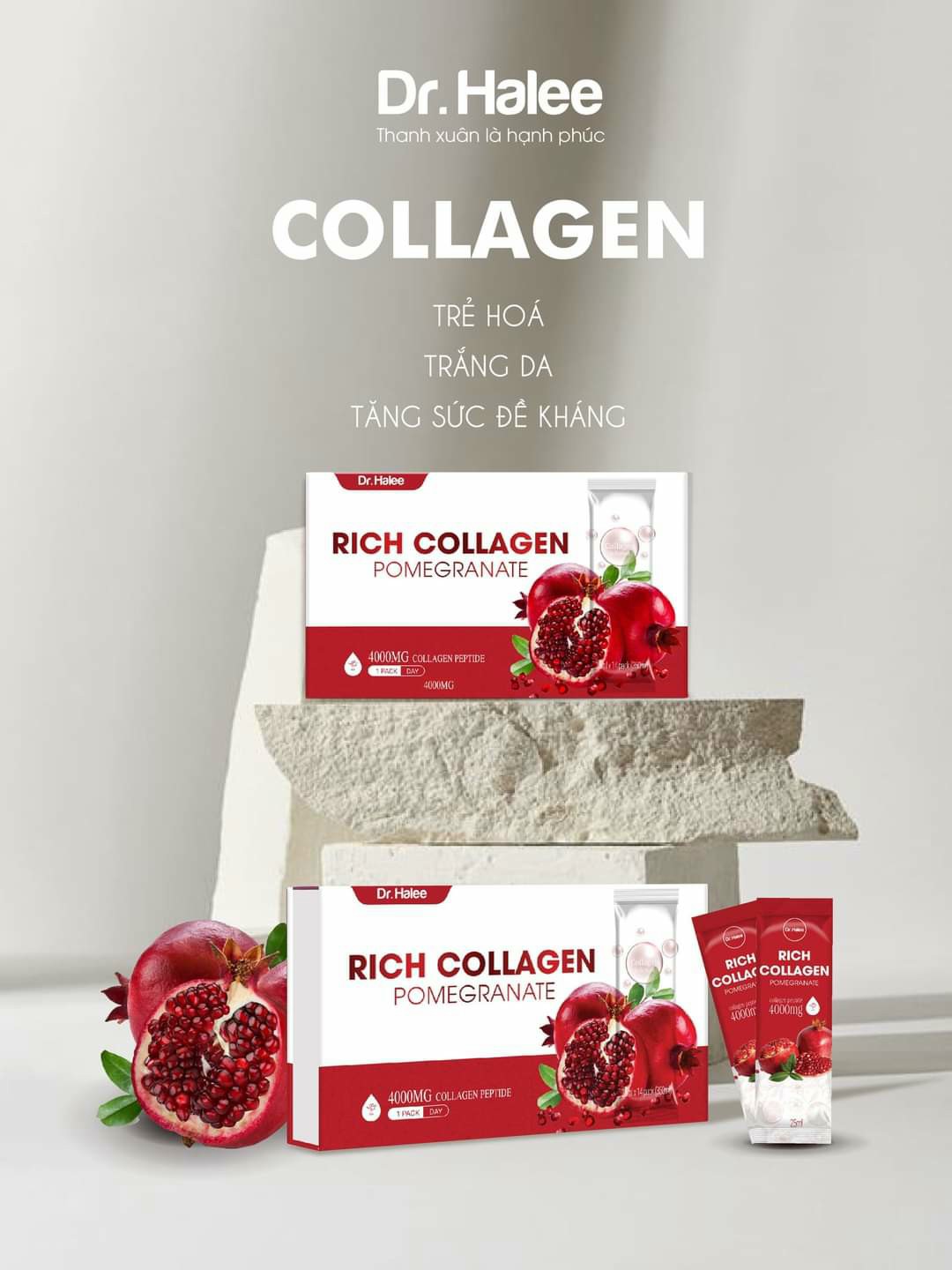 COLLAGEN LỰU ĐỎ DR HALEE HỘP 14 GÓI