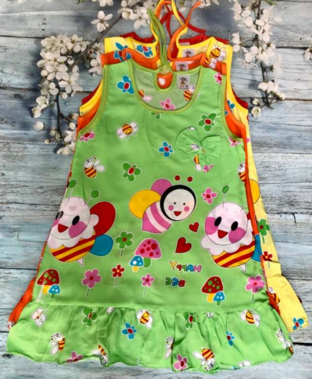 20 - 30Ky Home Dress for Girls in Linen Tone Fabric