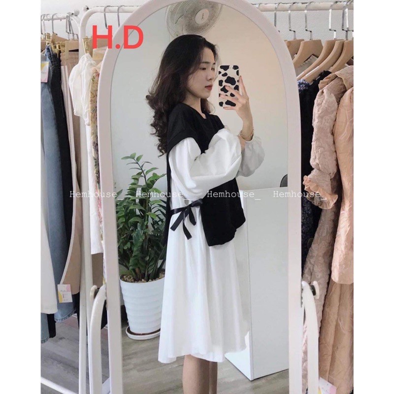 Váy baby doll buộc dây eo