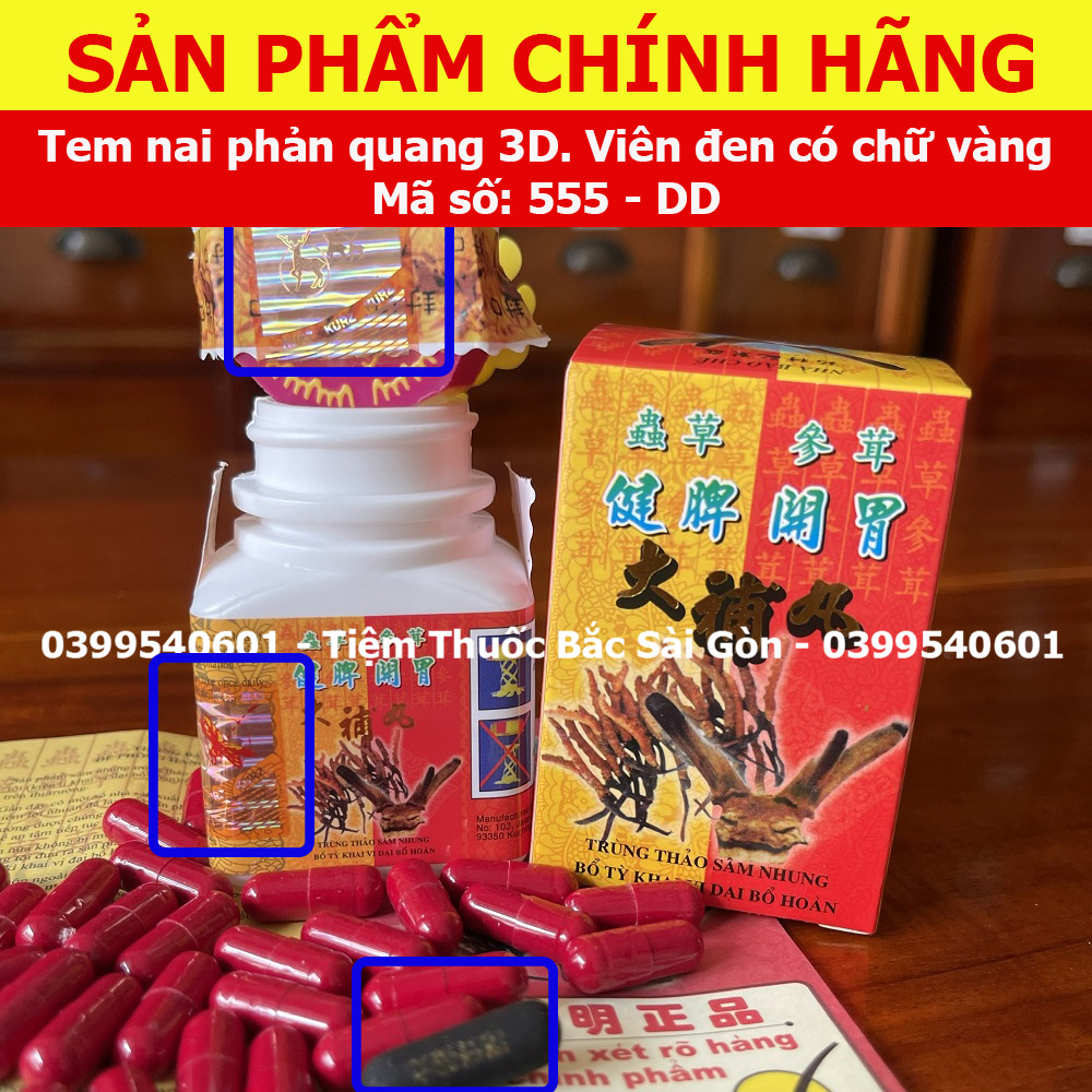 Trùng Thảo Sâm Nhung Hàng chính hãng (Tem nai phản quang, viên đen có chữ) Hỗ Trợ Tăng Cân 34 viên