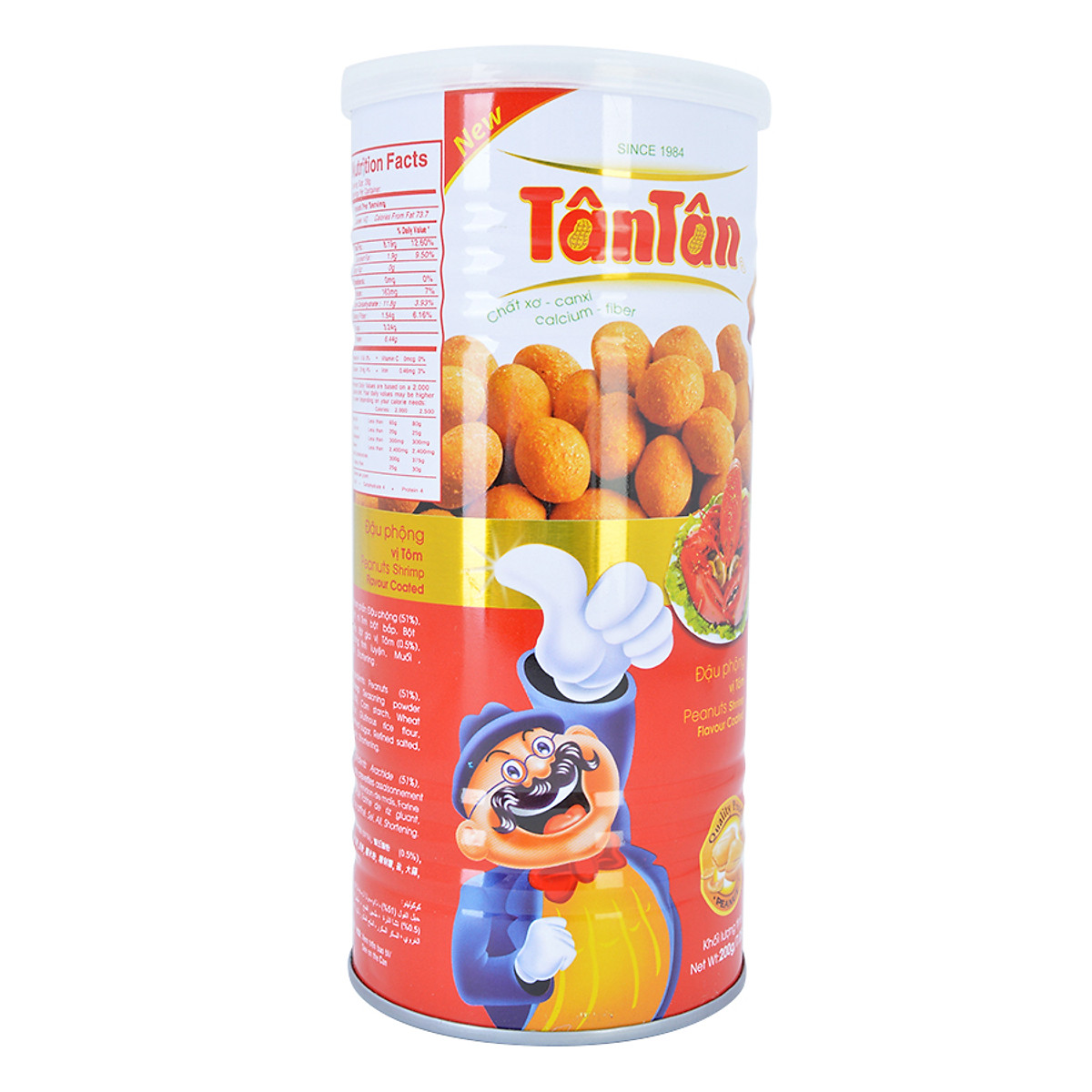 Combo 4 lon Đậu phộng vị Tôm Tân Tân 200g