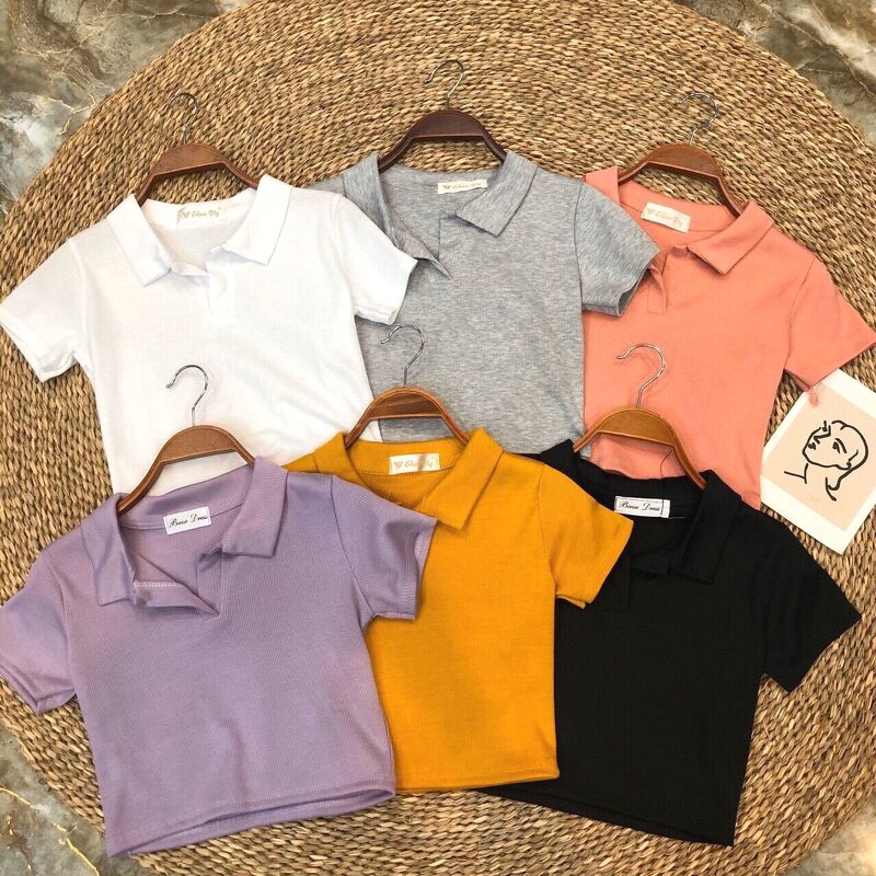 Áo croptop cổ bẻ hót frend
