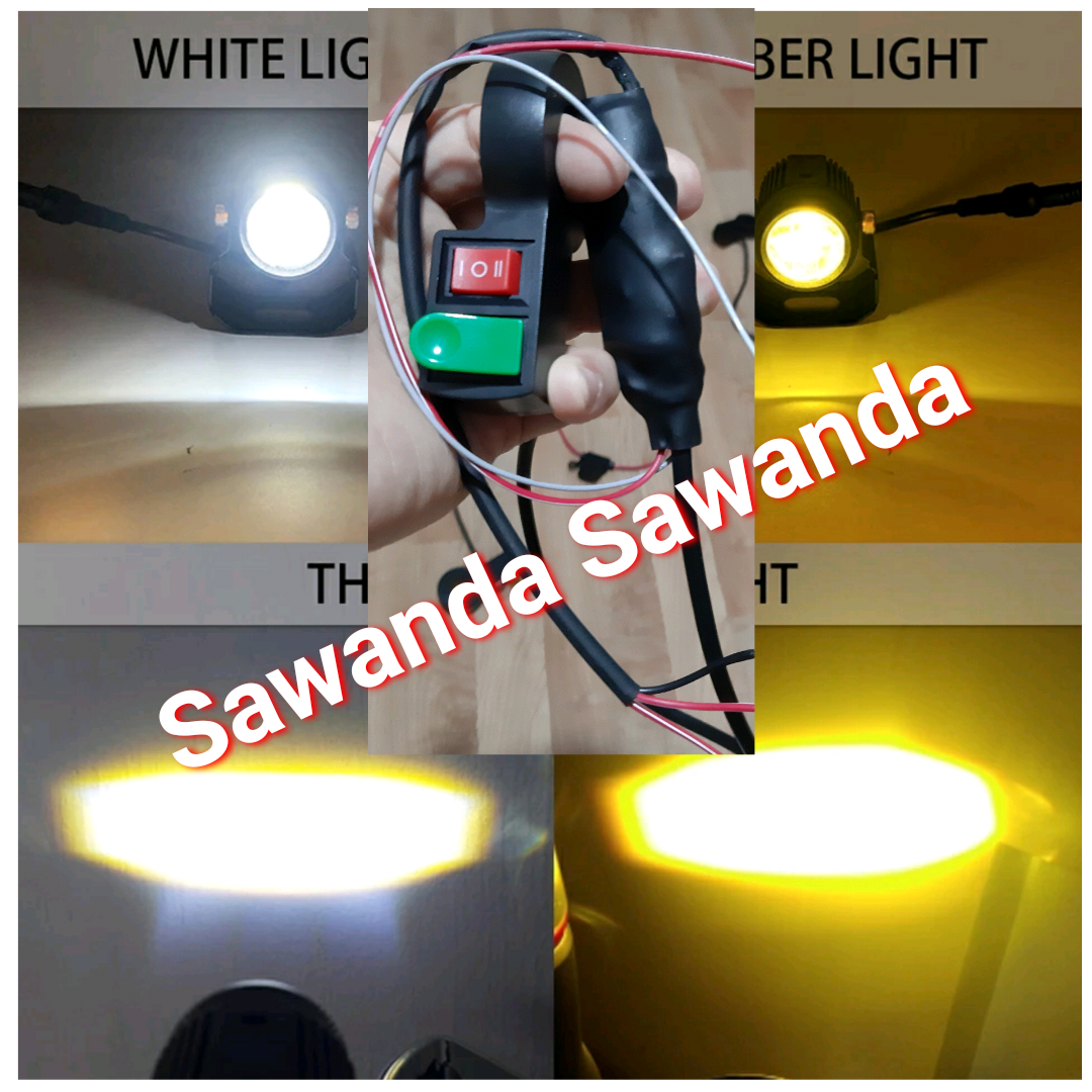 Cụm công tắc Mơ-Tắt-Mở có chuyển Mạch Passing tiếp xúc bằng Bạc cho đèn trợ sáng Bi mini 2 màu