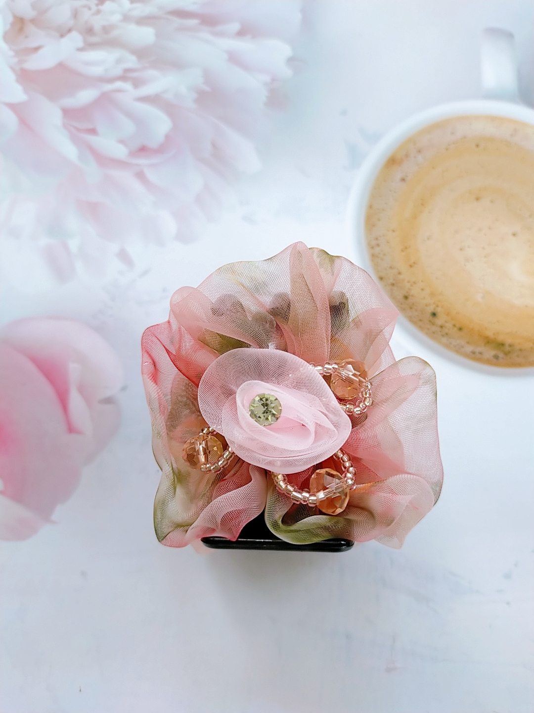 Kẹp càng cua 5 răng đính hoa lụa