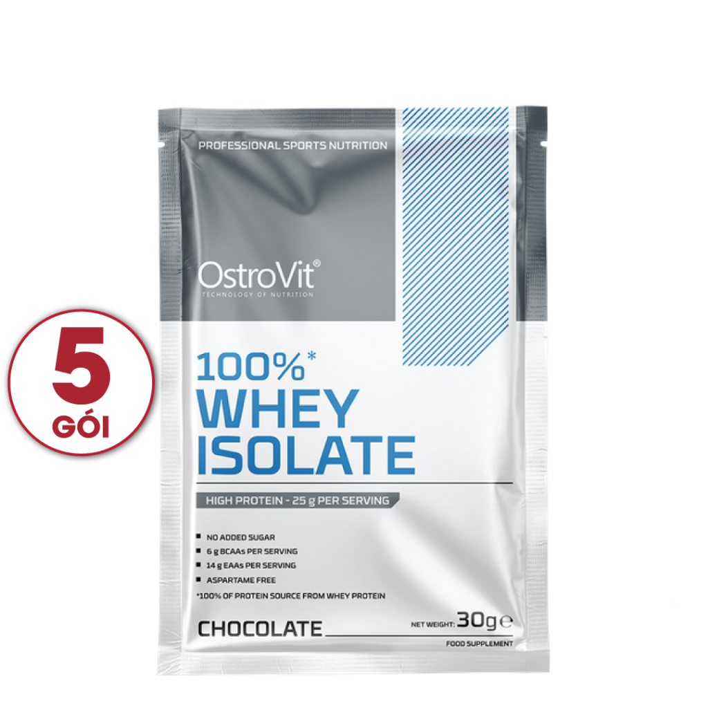 Sữa bột whey protein isolate ostrovit 30g/gói, set 5 gói | nhập khẩu ba lan