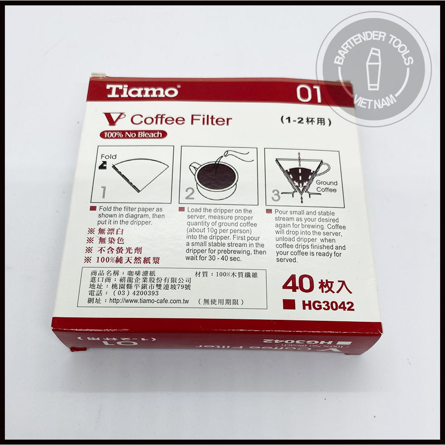 Giấy lọc pha cà phê V60 Tiamo ( 40 tờ ) - Dung cụ barista