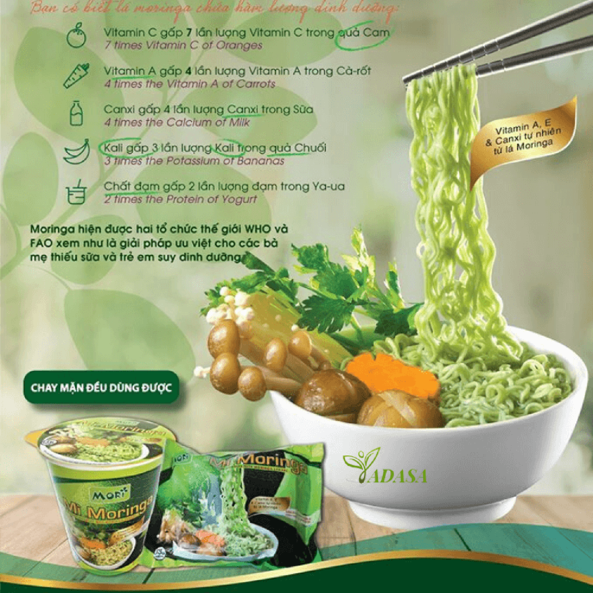 Mì ăn liền chùm ngây Moringa-chay mặn điều được[Thùng 30 gói]