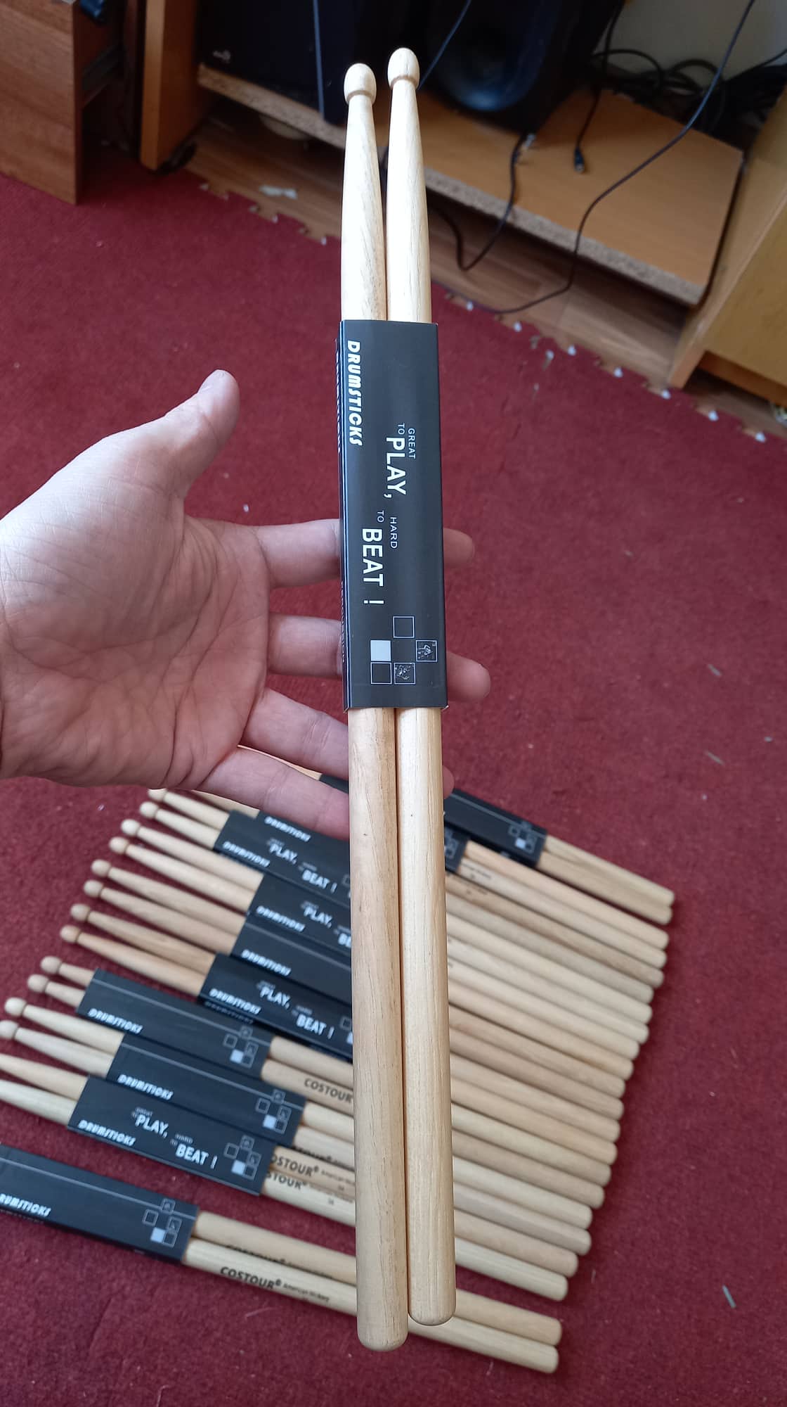 Dùi trống gỗ hickory 5a – gỗ mỹ - hàng xịn. phụ kiện trống jazz
