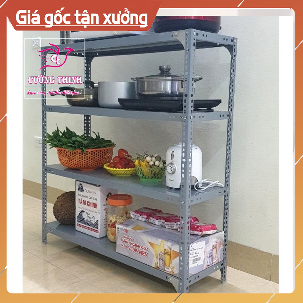 Kệ sắt mini 4 tầng, cao 1m x dài 80cm x rộng 30cm, kệ sắt v lỗ, tặng kèm chân nhựa
