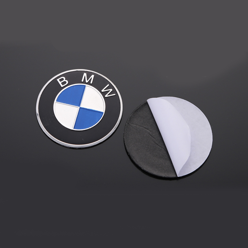 Bộ 2 Logo Tròn BMW nhôm kim Loại 5,5cm phẳng có keo sẵn