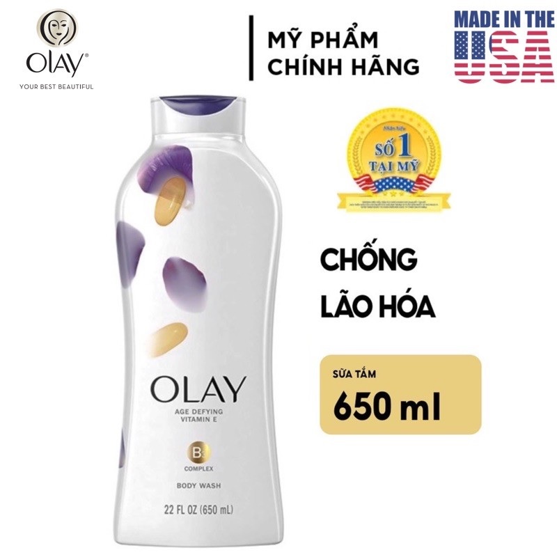 Sữa tắm Dưỡng Ẩm Chống Lão Hóa Olay Age Defying 650ml