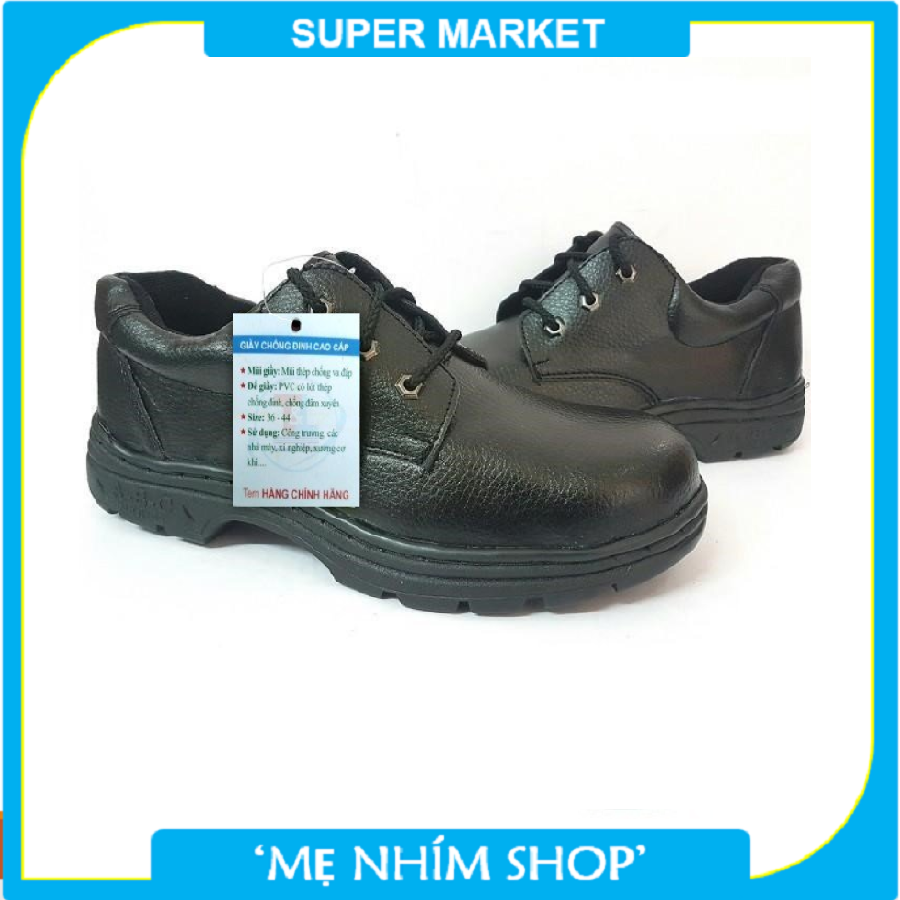 Giày Bảo Hộ Mũi Thép Đế Thép ABC TLV Chỉ Đen Chất Lượng Cao Bảo Hành 1 Đổi 1 - Hàng Chính Hãng