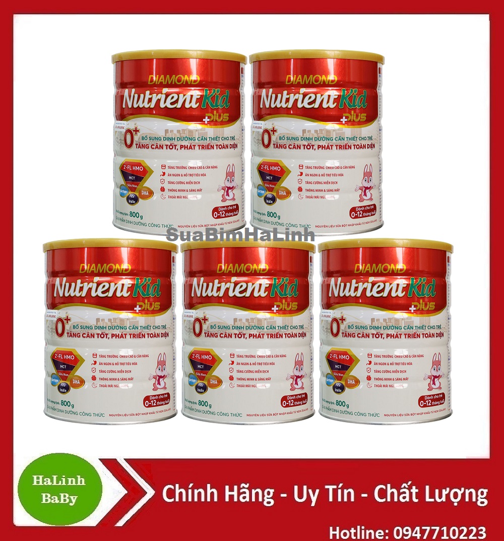 Combo 5 lon sữa diamond nutrient kid plus 0+ 1+ 800g