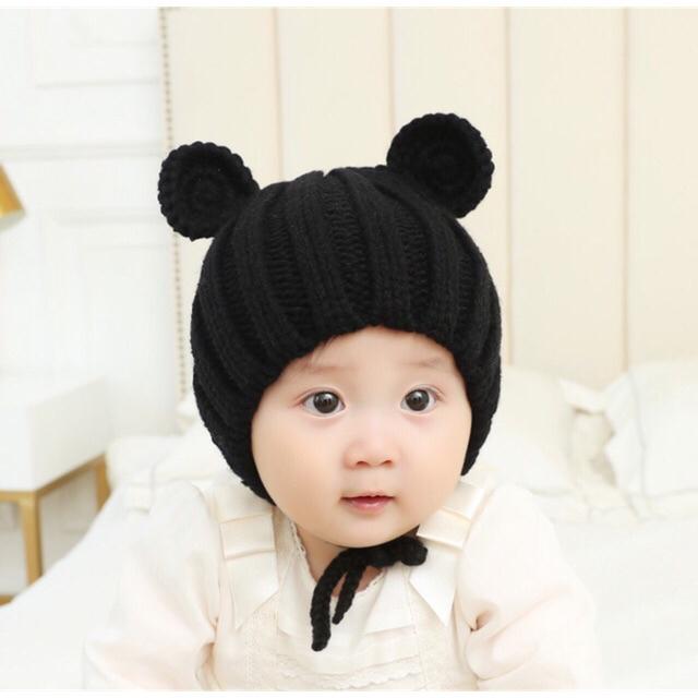 Mũ len tai gấu cho bé 0 - 3 tuổi